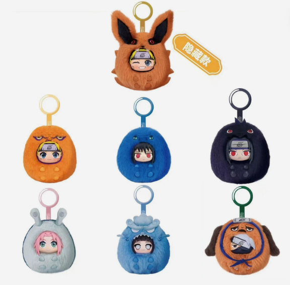TOP TOY Naruto Beast Party Puffy Plush Keychains Blind Box New